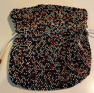 Vintage 1970s Beaded Drawstring Purse